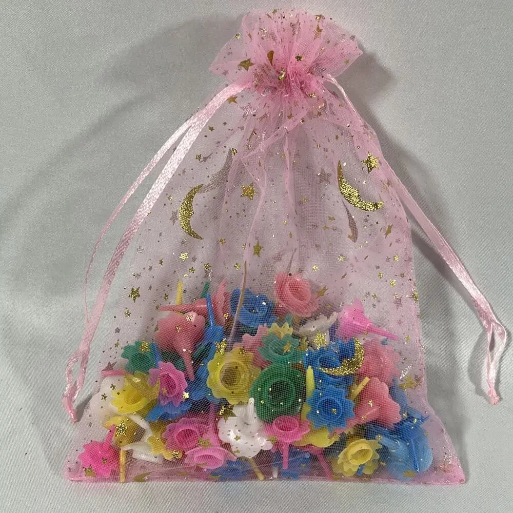 Vintage Cake Candle Holders Petal Flowers Multicolor Pink Blue Yellow Green 90+